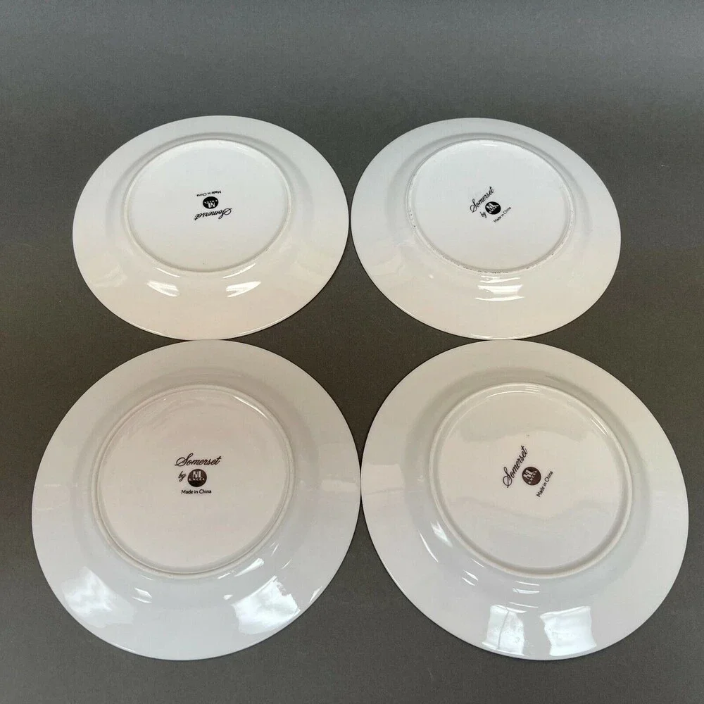 Somerset by NL Excel Bread and Butter Plates Floral Platinum Trim Lot of‎ 4